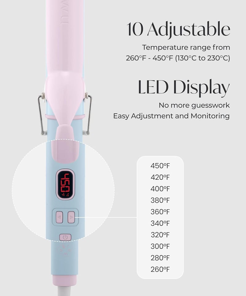 Glow Up Curling Iron 1 1/2 Inch - 7.3" Long Barrel Ceramic Hair Curler for Blowout, Beach Waves - Curling Wand Designed for Long Hair - Cotton Candy - Image 5